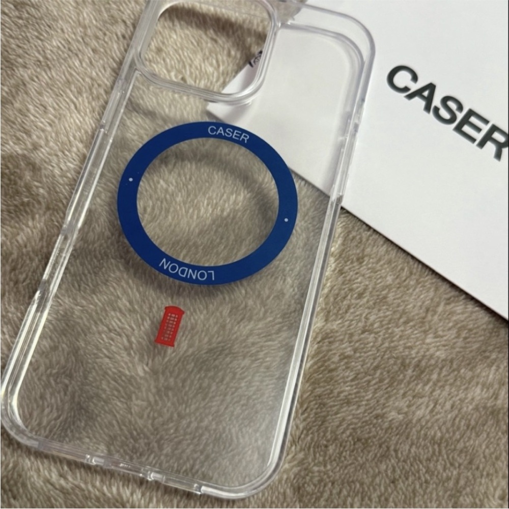 Caser London Transparent iPhone 16 Pro Max Case with Blue Accent
